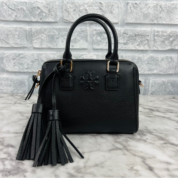 Tory Burch Thea Mini Web Satchel Crossbody In Black